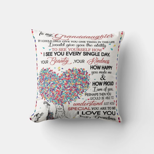 Personalised Letter To My Granddaughter Cushion (Front)