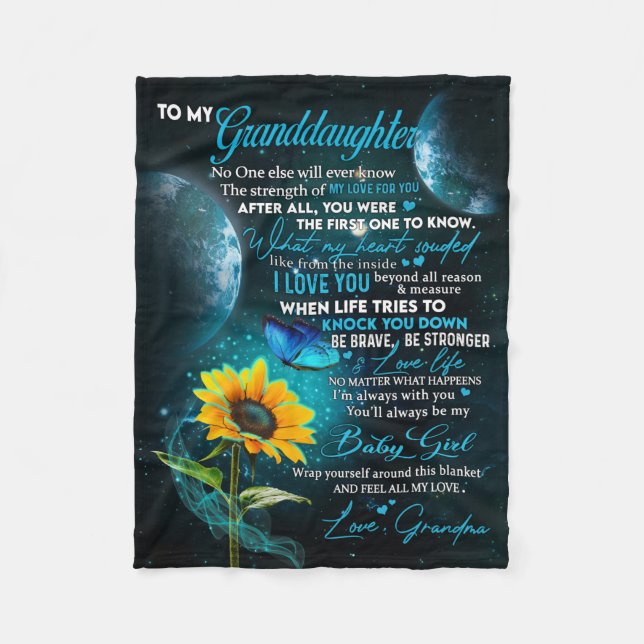 Personalised Letter To My Granddaughter Fleece Blanket (Front)