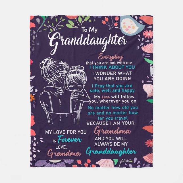Personalised Letter To My Granddaughter Fleece Blanket (Front)