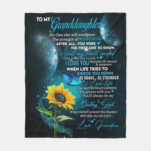 Personalised Letter To My Granddaughter Fleece Blanket (Front)