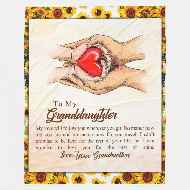 Personalised Letter To My Granddaughter, Fleece Blanket (Front)