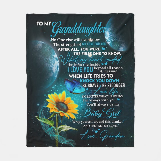 Personalised Letter To My Granddaughter Fleece Blanket (Front)