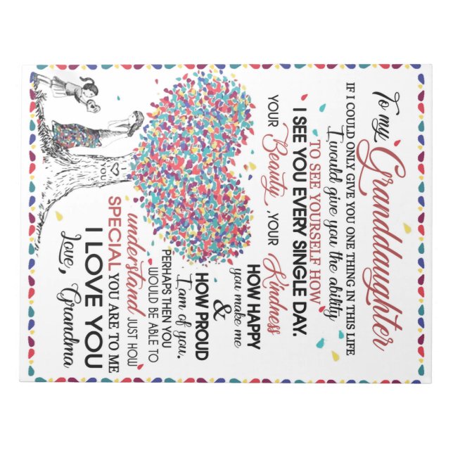 Personalised Letter To My Granddaughter Notepad (Front)