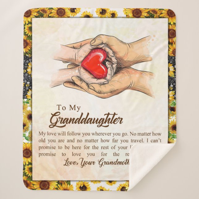 Personalised Letter To My Granddaughter Sherpa Blanket (Front)