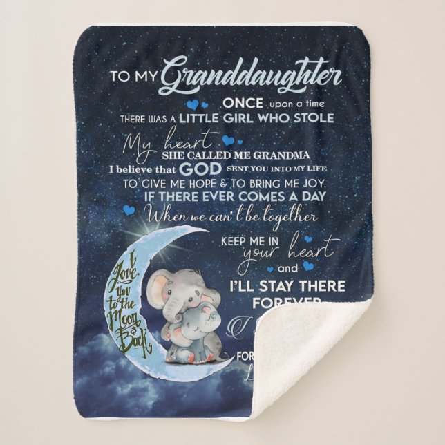 Personalised Letter To My Granddaughter, Sherpa Blanket (Front)