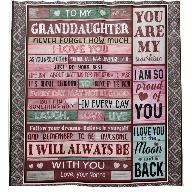 Personalised Letter To My Granddaughter Shower Curtain (Front)