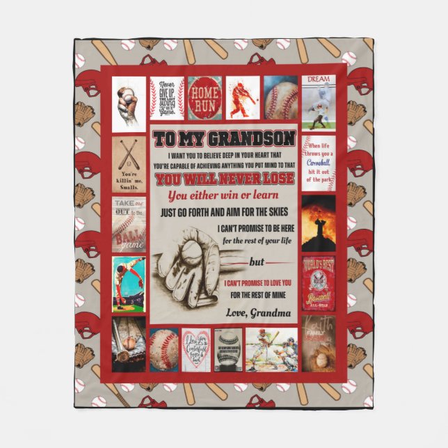 Personalised Letter To My GrandSon Birthday Gift Fleece Blanket (Front)