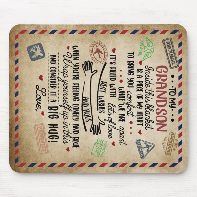 Personalised Letter To My GrandSon, Birthday Gift Mouse Mat (Front)