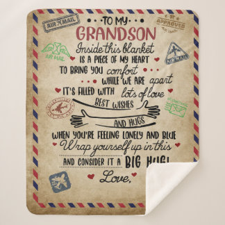 Personalised Letter To My GrandSon, Birthday Gift Sherpa Blanket