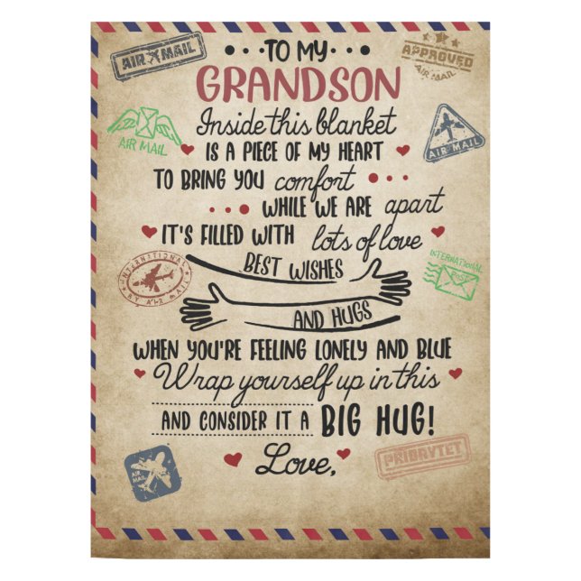 Personalised Letter To My GrandSon, Birthday Gift Tablecloth (Front)