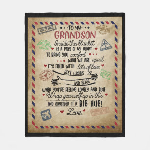 Personalised Letter To My GrandSon Fleece Blanket
