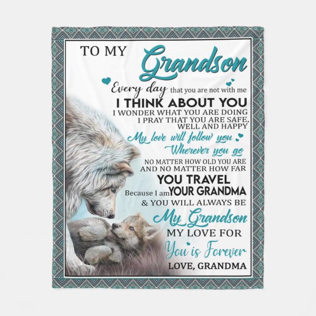 Personalised Letter To My Grandson Fleece Blanket (Front)