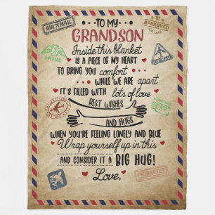 Personalised Letter To My GrandSon Fleece Blanket