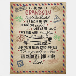 Personalised Letter To My GrandSon Fleece Blanket