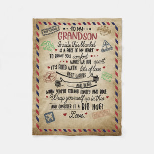 Personalised Letter To My GrandSon Fleece Blanket