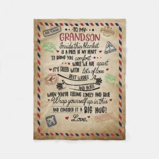 Personalised Letter To My GrandSon Fleece Blanket
