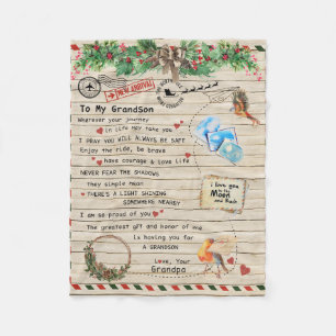 Personalised Letter To My Grandson From Grandpa, Fleece Blanket