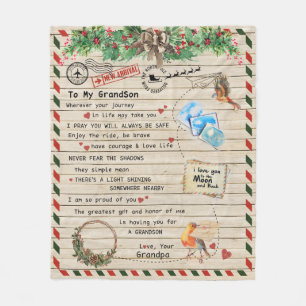 Personalised Letter To My Grandson From Grandpa, Fleece Blanket