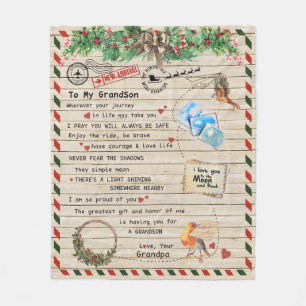 Personalised Letter To My Grandson From Grandpa Fleece Blanket