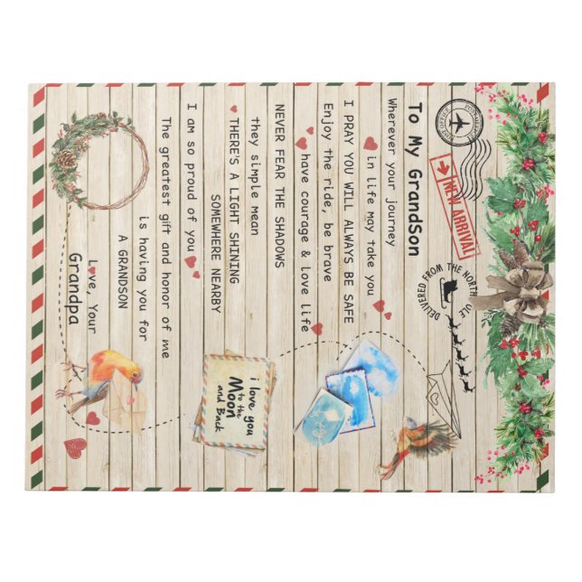 Personalised Letter To My Grandson From Grandpa Notepad (Front)
