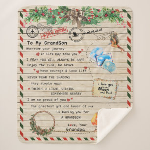 Personalised Letter To My Grandson From Grandpa Sherpa Blanket