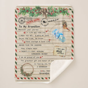 Personalised Letter To My Grandson From Grandpa, Sherpa Blanket