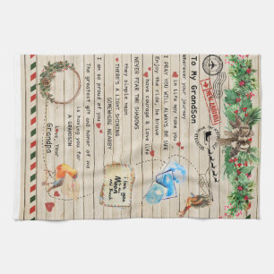 Personalised Letter To My Grandson From Grandpa Tea Towel