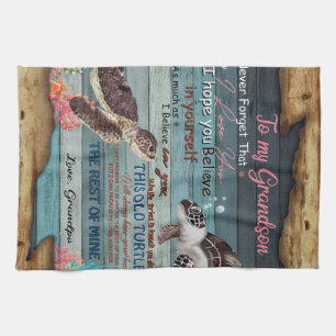 Personalised Letter To My Grandson From Grandpa Tea Towel