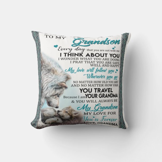 Personalised Letter To My Grandson Love Grandma Cushion (Front)