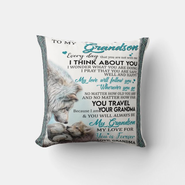 Personalised Letter To My Grandson, Love Grandson Cushion (Front)