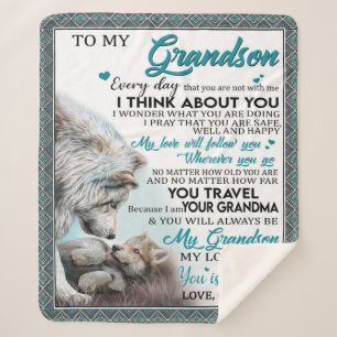 Personalised Letter To My Grandson, Love Grandson Sherpa Blanket
