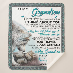 Personalised Letter To My Grandson Sherpa Blanket