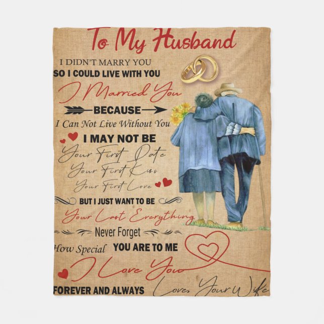 Personalised Letter To My Husband Fleece Blanket (Front)