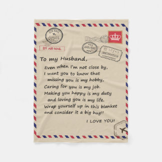 Personalised Letter To My Husband From Wife Blanke Fleece Blanket