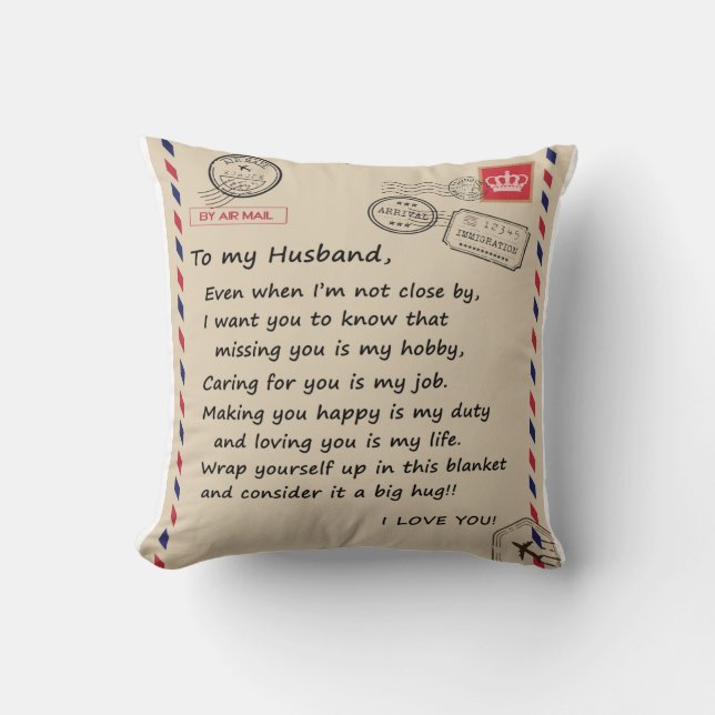 Personalised Letter To My Husband From Wife Cushion (Front)