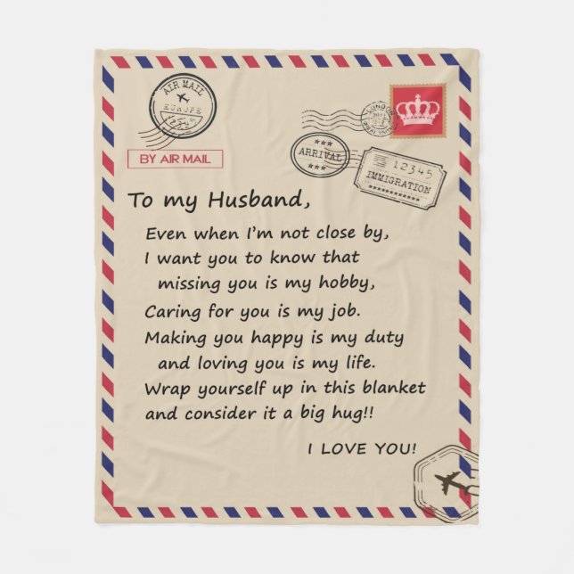Personalised Letter To My Husband From Wife Fleece Blanket (Front)