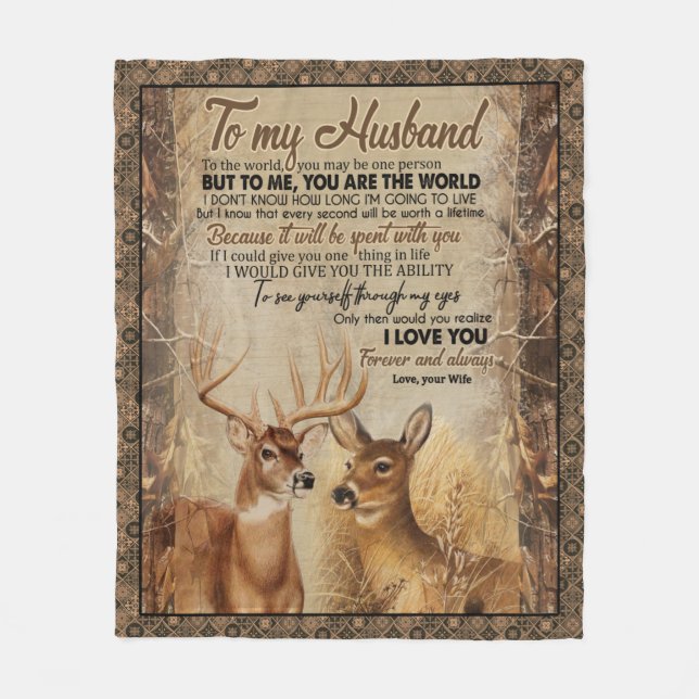 Personalised Letter To My Husband From Wife Gift Fleece Blanket (Front)