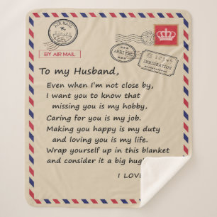 Personalised Letter To My Husband From Wife Sherpa Blanket
