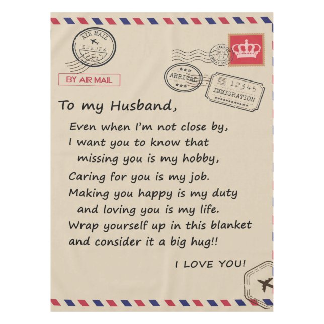 Personalised Letter To My Husband From Wife Tablecloth (Front)