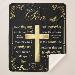 Personalised Letter To My Son Beautiful Butterfly Sherpa Blanket