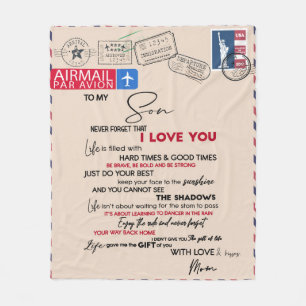 Personalised Letter To My Son Fleece Blanket