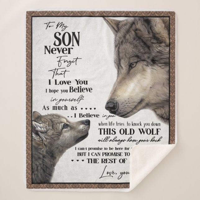Personalised Letter To My Son From Dad Sherpa Blanket (Front)
