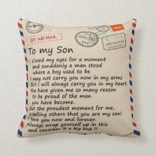 Personalised Letter To My Son From Mum, Air Mail Cushion