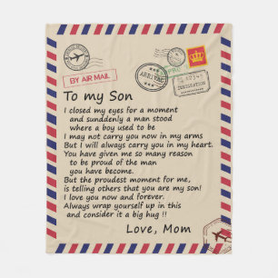 Personalised Letter To My Son From Mum Fleece Blanket