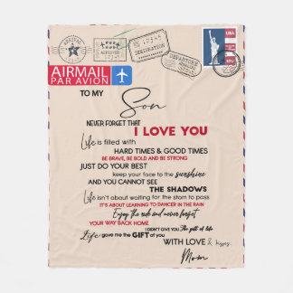 Personalised Letter To My Son From Mum Fleece Blanket