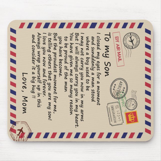 Personalised Letter To My Son From Mum Mouse Mat (Front)