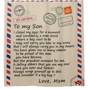 Personalised Letter To My Son From Mum Shower Curtain