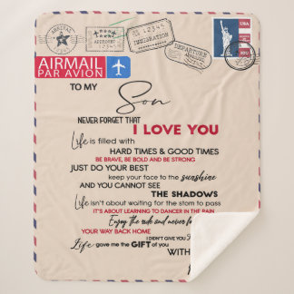 Personalised Letter To My Son, Idea Son Birthday Sherpa Blanket