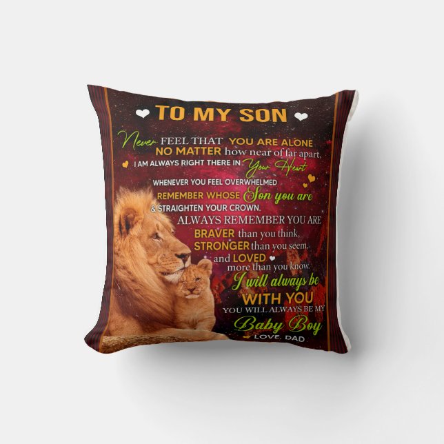 Personalised Letter To My Son Love From Dad Lion Cushion (Front)