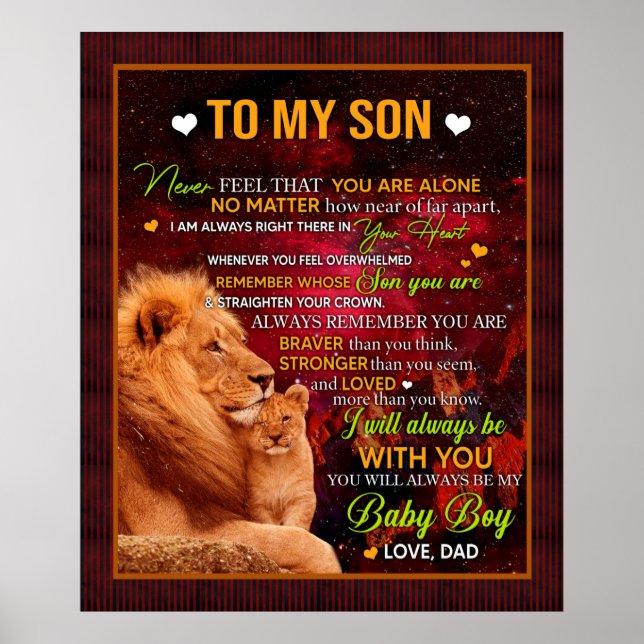 Personalised Letter To My Son Love From Dad Lion Poster (Front)